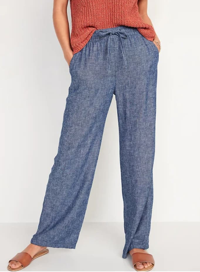Old Navy Women's High-Waisted Wide-Leg Linen-Blend Pants for $13