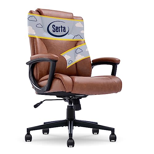 Serta Executive High Back Office Chair with Lumbar Support Ergonomic Upholstered Swivel Gaming