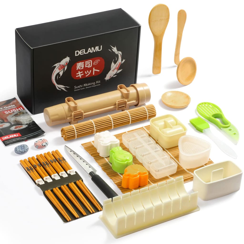  Delamu Sushi Making Kit, Upgrade 22 in 1 Sushi Maker