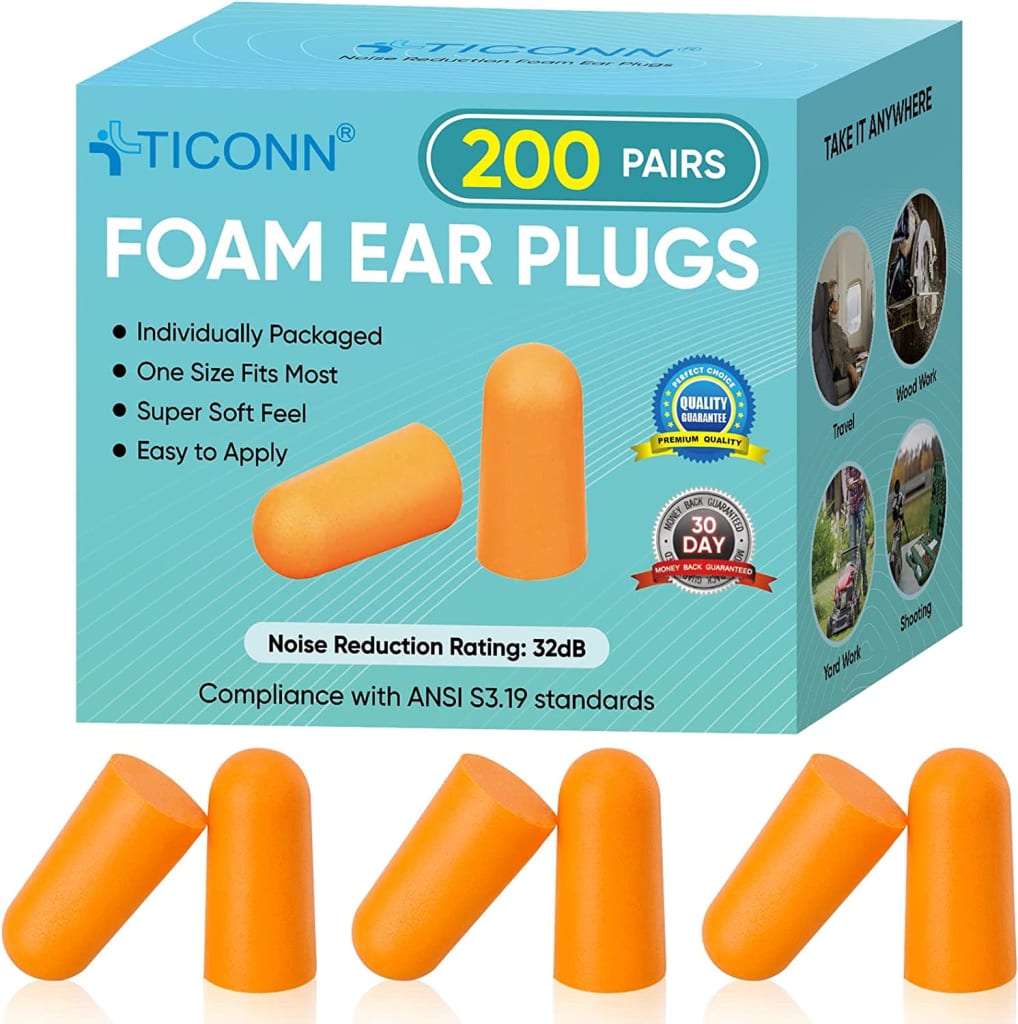 Ticonn Foam Ear Plugs 200Pair Pack for 15
