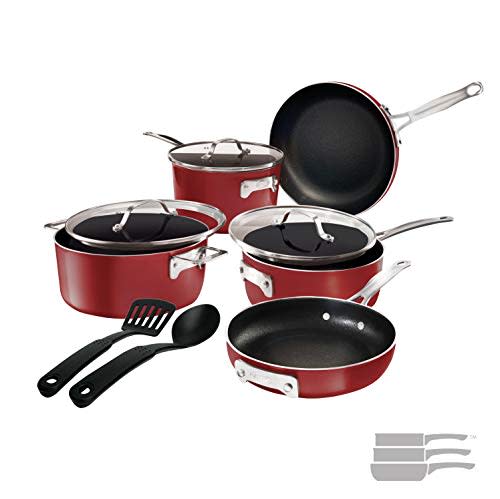 Oster 82930.10RR Clairborne 10 Piece Nonstick Aluminum Cookware Set