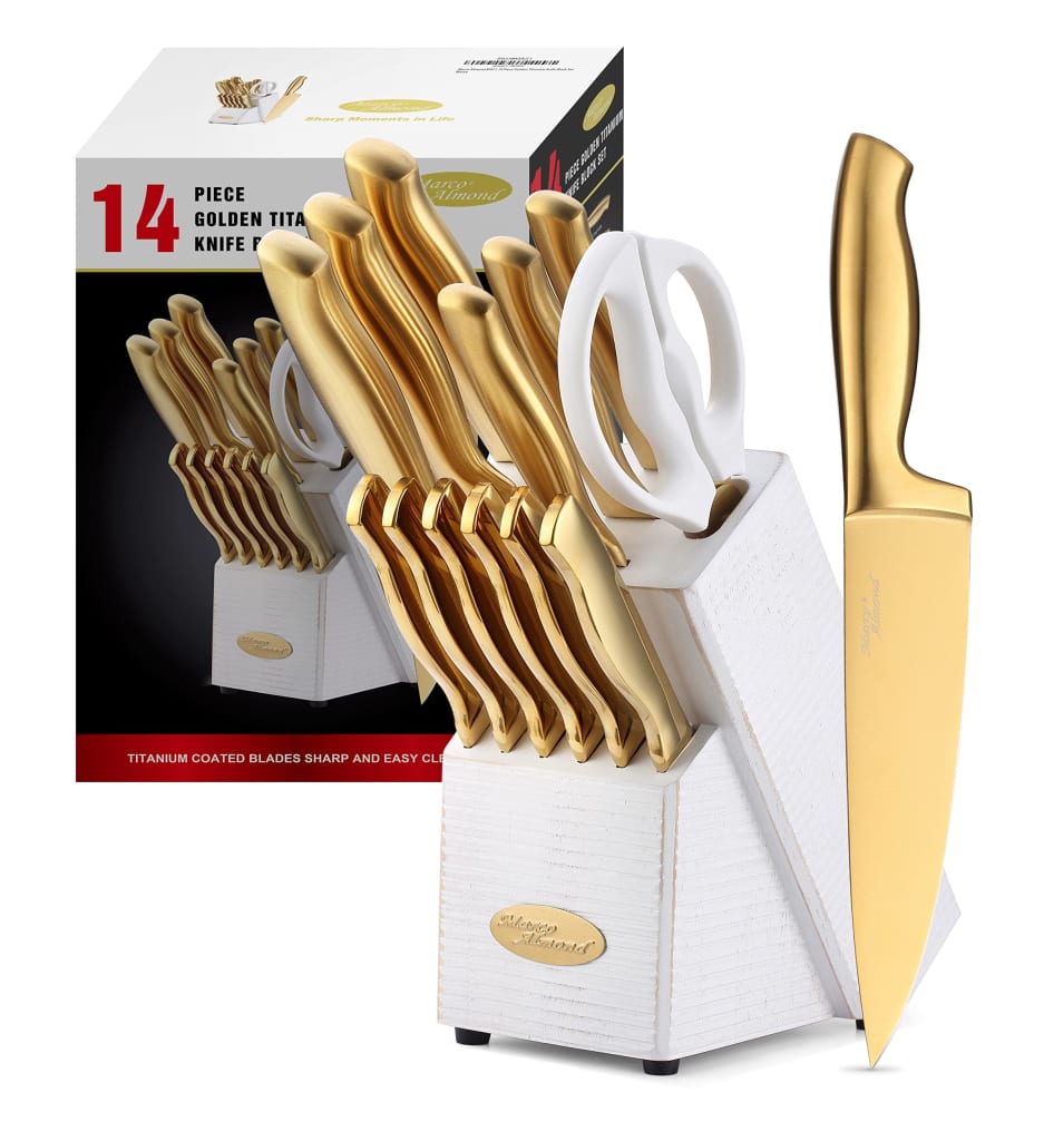 Marco Almond 7-Piece Gold Stainless Steel Cooking Utensil Set