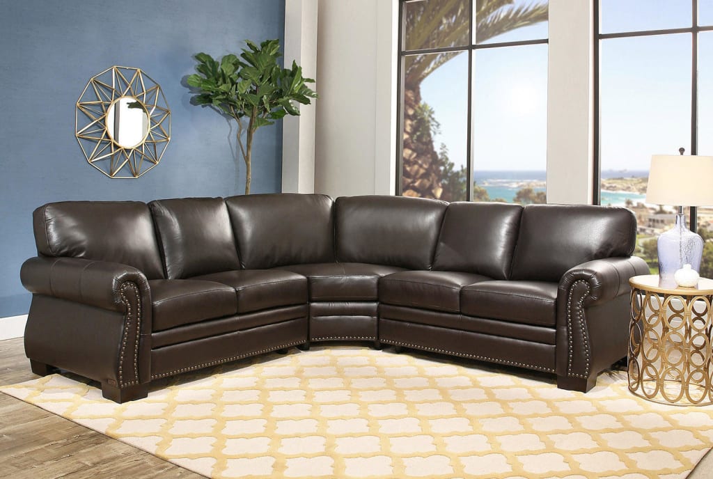 Abbyson Living Blakely TopGrain Leather Sectional Sofa for 1,999 for