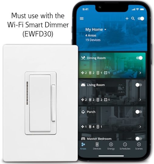 Eaton WiFi Smart 3Way LED Companion Dimmer for 17 EWACDC2BXLW