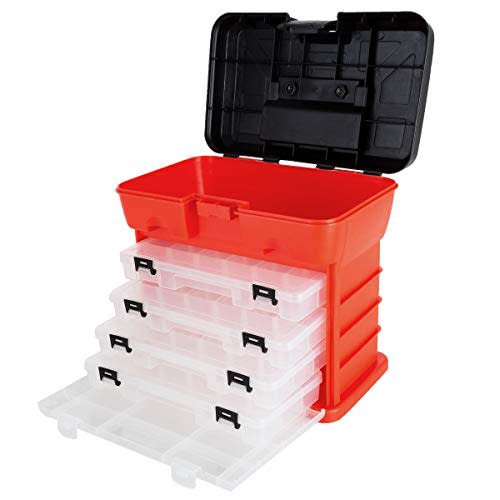 2 Pack - Stackable Craft Organizer Box, 3-Layer Storage Container Case,  with Adjustable Compartments for Beads, Crafts, Jewelry, Fishing Tackle  (5.75 x 5.75 x 5 inches) : Buy Online at Best Price