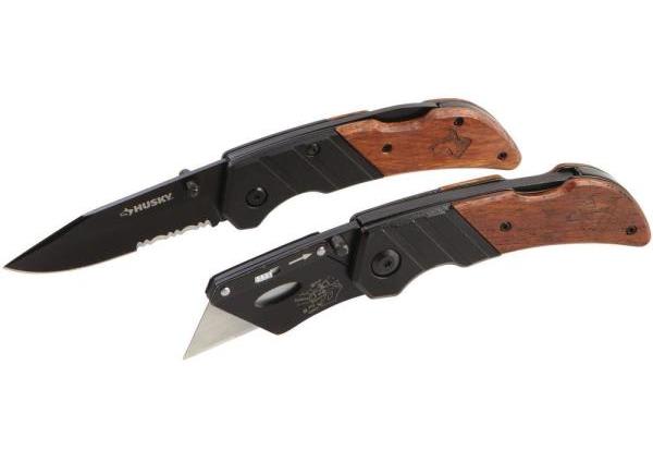 Husky 3 Chrome Wood Utility Knife Set for $10 - 99809
