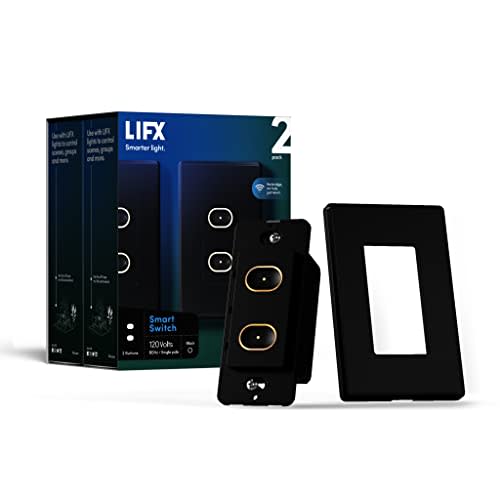 LIFX Smart Switch, inWall WiFi Smart Touch Switch (Black 2Pack) for 82 HB2LFSPBLK1FUS