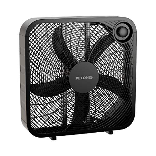 PELONIS PFB50A2ABB-V 3-Speed Box Fan for Full-Force Circulation with Air  Conditioner, Black, 2020 for $76