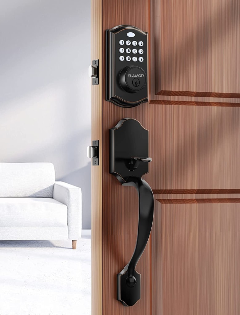 Elamor Keyless Entry Electronic Keypad Deadbolt with Handle for $76 ...