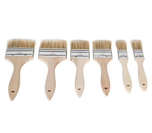 ETERNA 6Pack Chip Paint Brush 1inch 2inch 3inch Natural Bristles Wooden ...