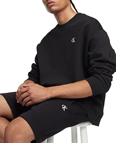 Calvin Klein Men's Ck Jeans Monogram Logo Fleece Shorts, Black