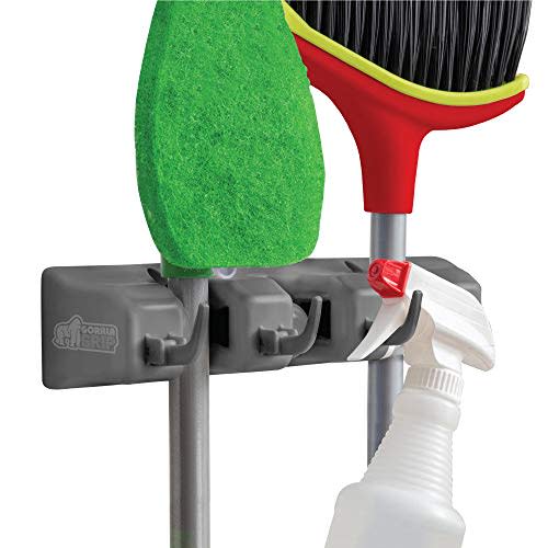Gorilla Grip Mop and Broom Holder, Easy Install Wall Mount Storage Rack