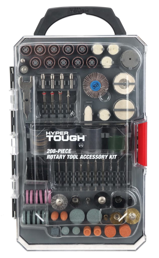 Hyper Tough 208 Piece Rotary Tool Accessory Kit with Storage Case