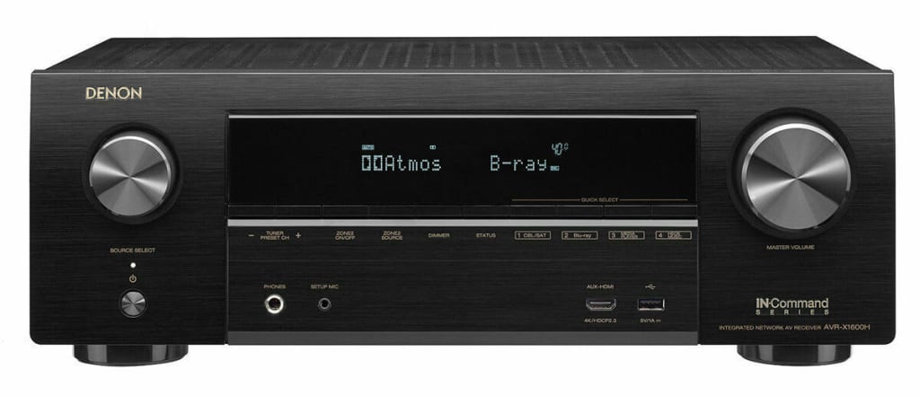 Denon AVR-X1600H 7.2-Channel 4K HD AV Receiver for $297