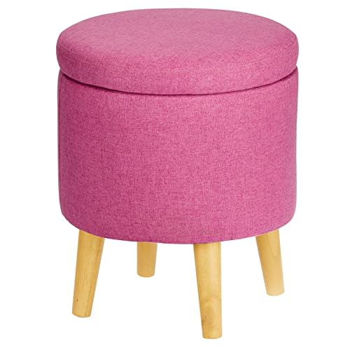mDesign Round Storage Ottoman Foot Rest Chair Small Stool Furniture