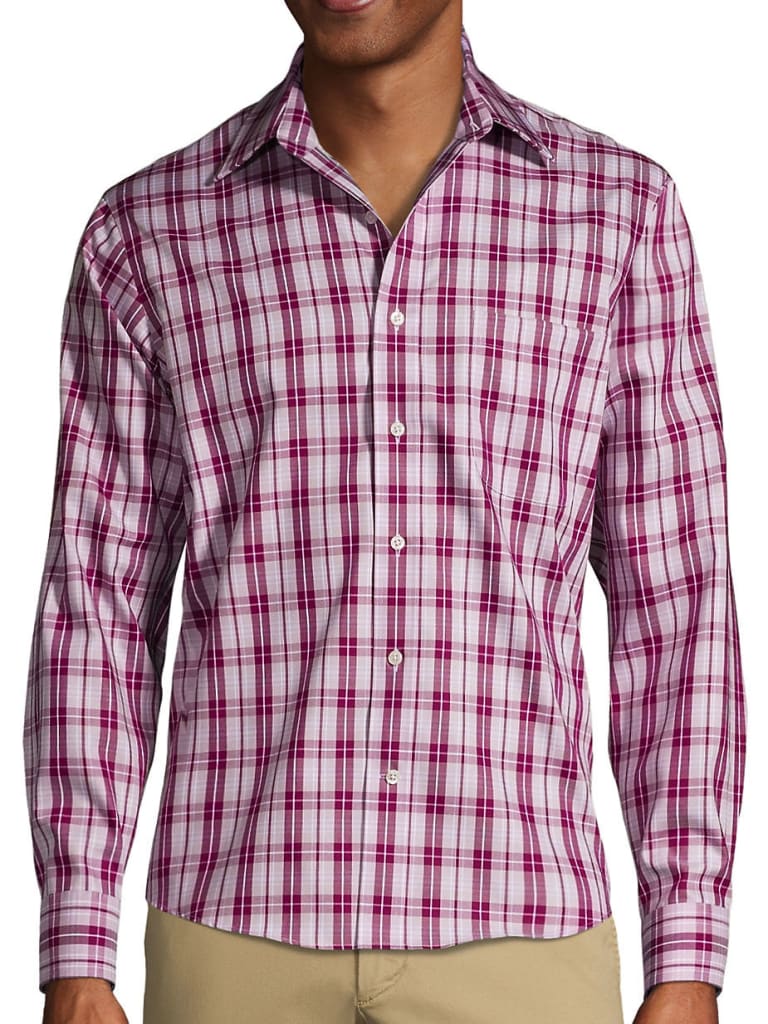 Lands' End Men's Untucked Traditional Fit Straight Collar No Iron