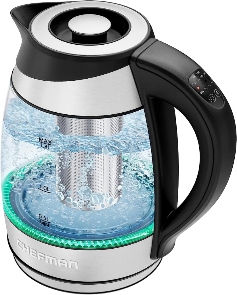 Chefman 1.8l Glass Electric Kettle With Tea Infuser - Silver : Target