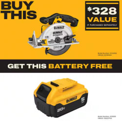 DeWalt 20V Max Li-ion 6-1/2" Circular Saw w/ Free DeWalt Battery