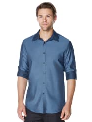 Perry Ellis Men's Roll Sleeve Twill Shirt