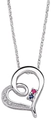 Couple's Diamond and Birthstone Heart Necklace
