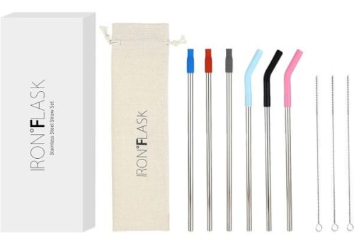 Iron Flask 10-Piece Reusable Straws Set for $6 + free shipping
