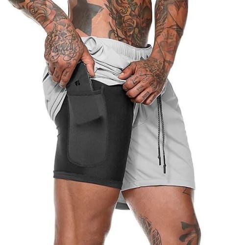 PunkTrendy Men's 2-in-1 Gym Shorts for $13 for 2 + $6 s&h