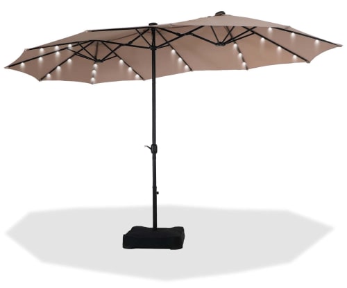 Summit Living 15-Foot Double-Sided Solar Patio Umbrella w/ Base for $160 + free shipping