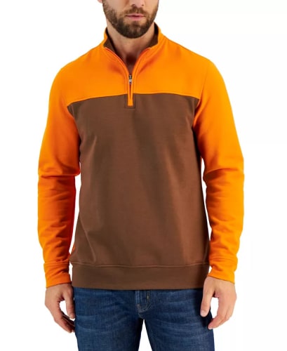 Club Room Men's Colorblocked Quarter-Zip Fleece Sweater for $14 + free shipping w/ $25