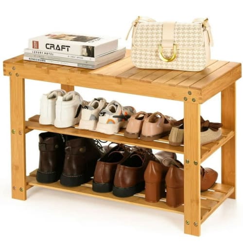 3-Tier Bamboo Entryway Shoe Bench for $20 + free shipping w/ $35