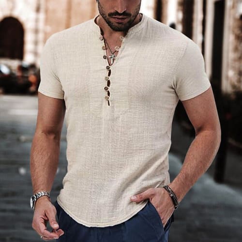 Men's Linen Popover Shirt for $8 + $4 shipping