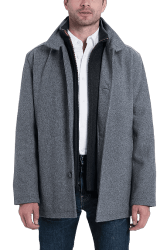 London Fog Men's Wool-Blend Layered Car Coat for $58 + free shipping