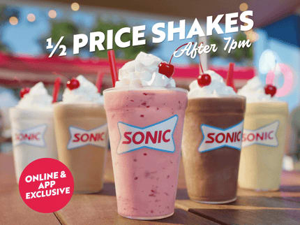 Sonic Shakes: Half Price after 7pm in May