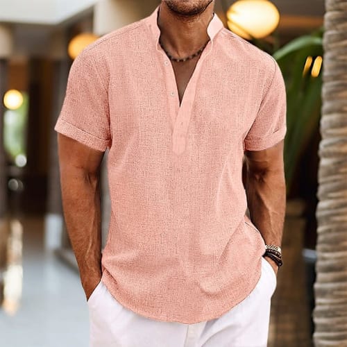 Men's Linen Popover Shirt for $8 + $4 shipping