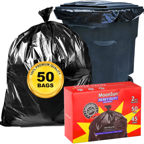 MoonSun 40-45 Gallon Contractor Trash Bag 50-Pack for $19 + free shipping w/ $35