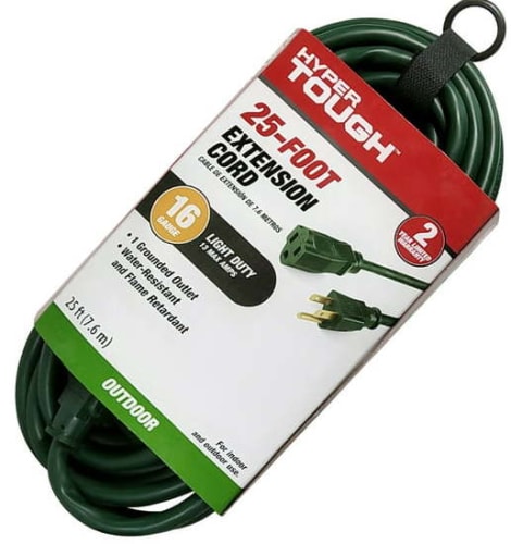 Hyper Tough 25-Foot Single Outlet Outdoor Extension Cord for $10 + free shipping w/ $35