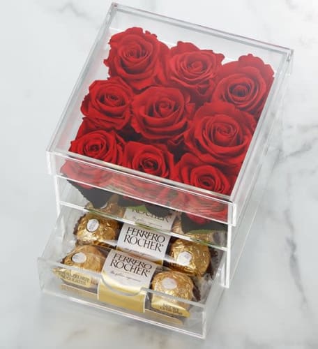 9 Magnificent Roses Preserved w/ Ferrero Rocher 12-Count for $84 + free shipping w/ Celebrations Passport
