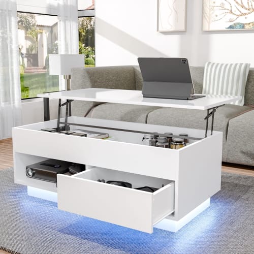 39.4" Lift-Top Storage Coffee Table w/ LED for $120 + free shipping