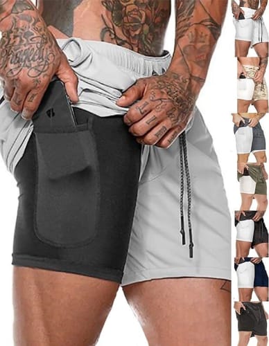 Men's 2-in-1 Running Shorts for $13 for 2 + $6 shipping