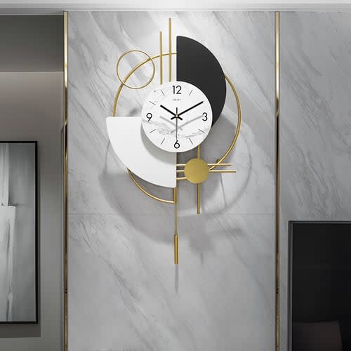 Geometric 3D Gold Pendulum Wall Clock for $37 + free shipping