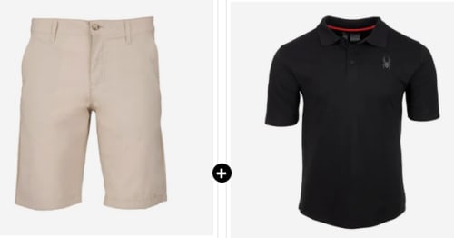 Chaps Men's Performance Flat Front Shorts + Spyder Men's Polo for $25 + free shipping
