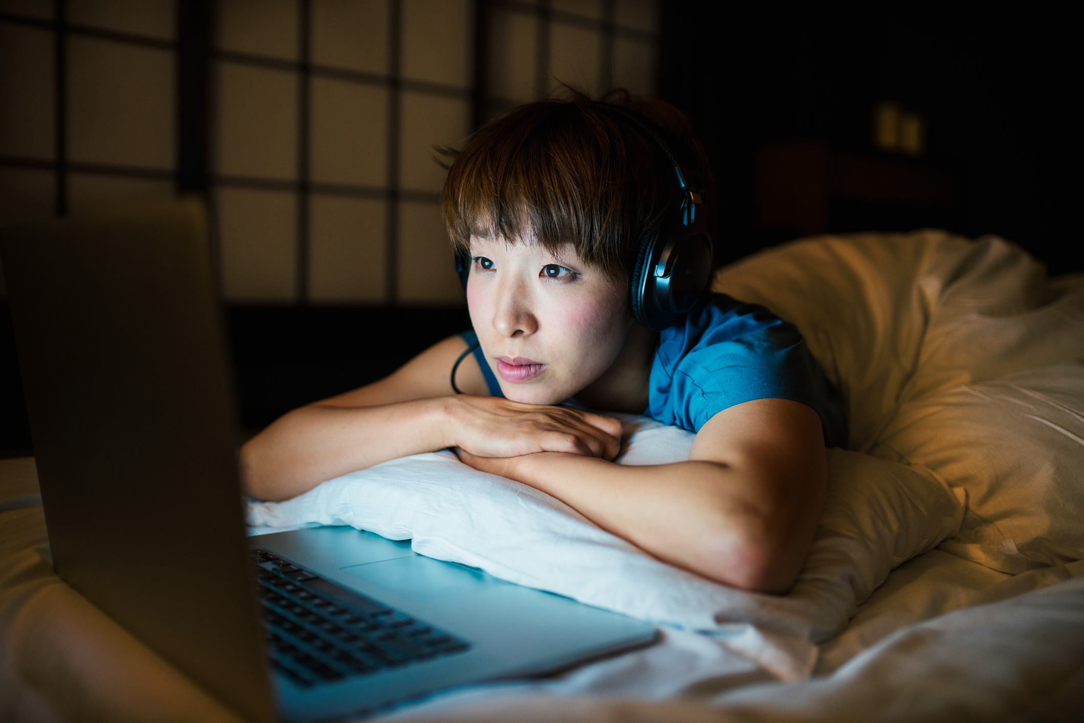 woman watching streaming video