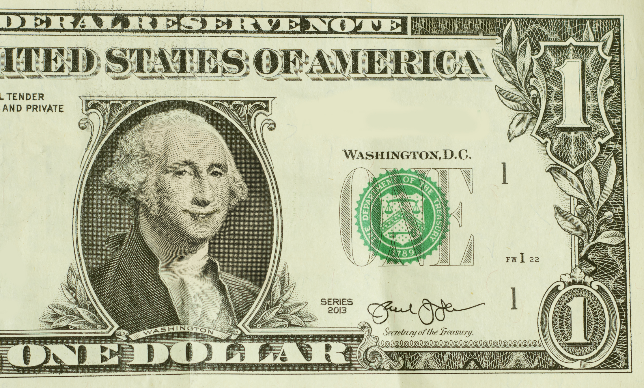 dollar bill smile